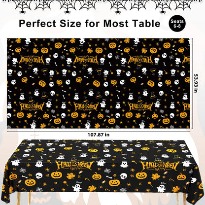 Tbsone Halloween Disposable Plastic Tablecloth, Rectangle, 3 Pack