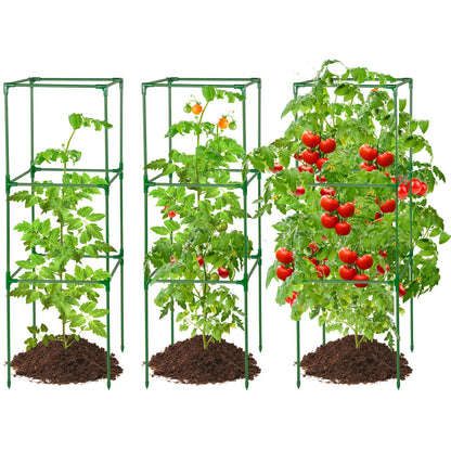 45x14.5x14.5in Square Tomato Cage for Garden - 3 Pack Adjustable Rust-Resistant Tomato Metal Trellis for Pots/Raised Beds/Outdoor, Fits Heavy Plants as Cucumber/Pepper/Eggplant/Pea, Easy to Assemble