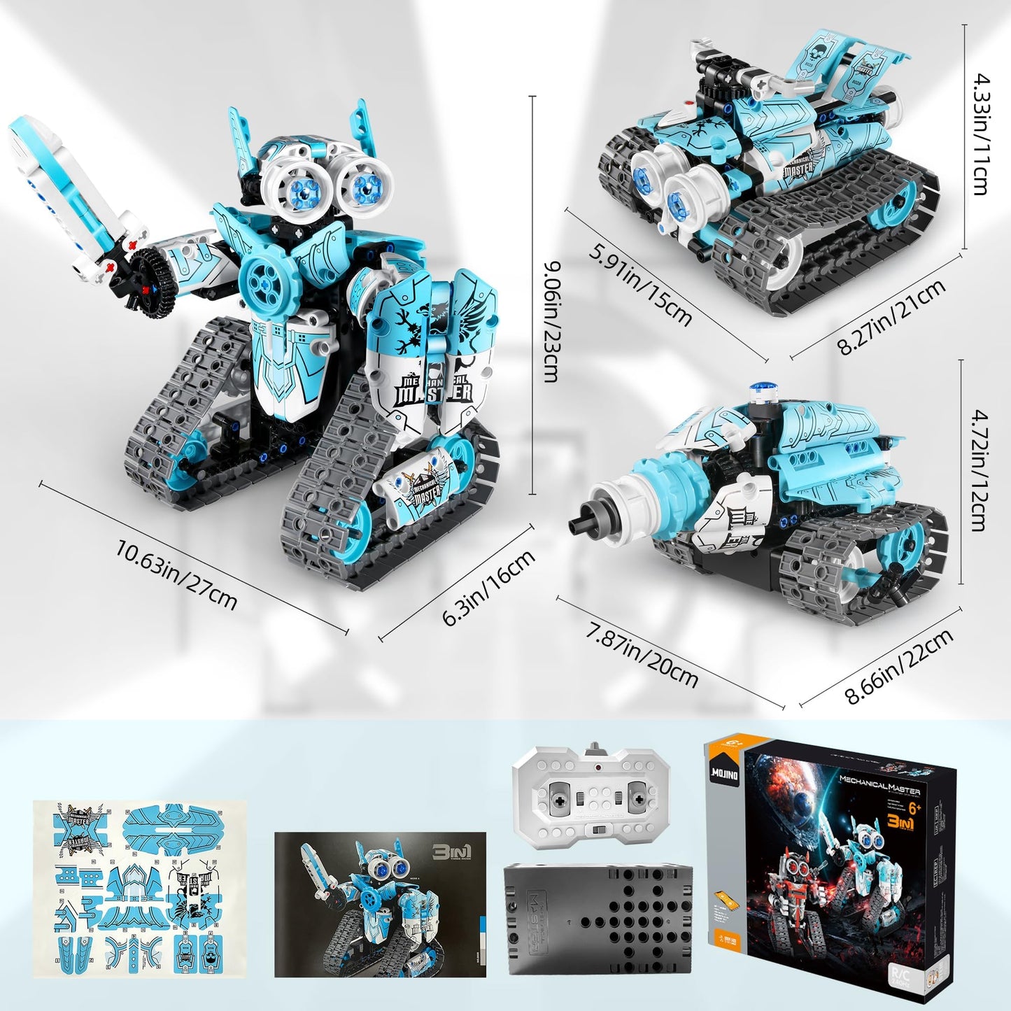 MOJINO STEM Robot Building Kit for Boys 6-12, APP & Remote Control RC Toy for Kids Science LearningDIY Educational Gift Set for Age 6 7 8 9 10 11 12+ Boys & Girls