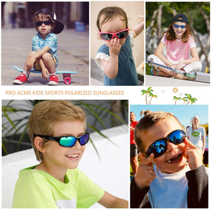 Pro Acme 3 Pack Kids Polarized Sunglasses for Boys Girls，Flexible TR90 Unbreakable Sports Baseball Sunglasses for Children Age 3-12, Medium