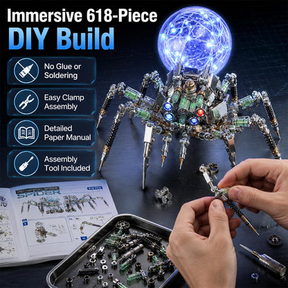 3D Metal Puzzle for Adults,Spider Puzzle Building Set，3D Metal Model Kit, Brain Teaser Puzzles DIY Assembling for Stress Relief - High end Men's Gift