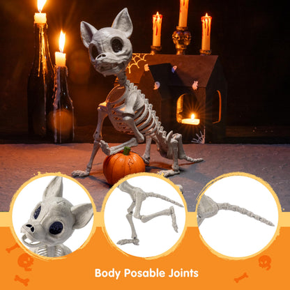 JOYIN Plastic Chihuahua Dog Skeleton Halloween Decorations 12.6 inches Plastic Puppy Bones Skeleton with Posable Joints for Halloween Indoor Outdoor, Graveyard Party Decor