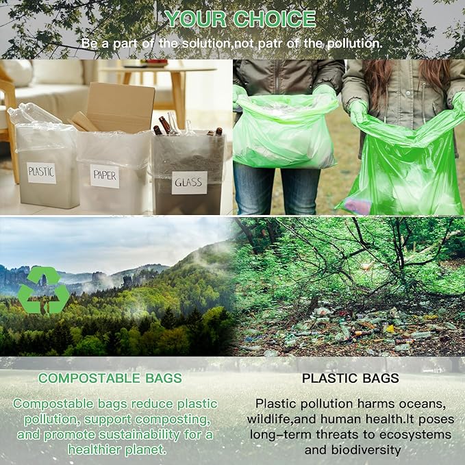 Small Trash Bags Biodegradable 1.6-Gallon