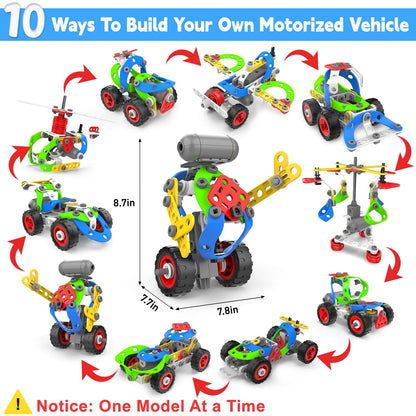 10 in 1 Electric STEM Toys for 5 6 7 8 9+ Year Old Boy Girl Birthday Gifts Educational Building Toys for Kids Ages 4-8 5-7 8-12 Stem Activities Construction Toy for Boys 6-8 8-10 Holiday Idea Gift