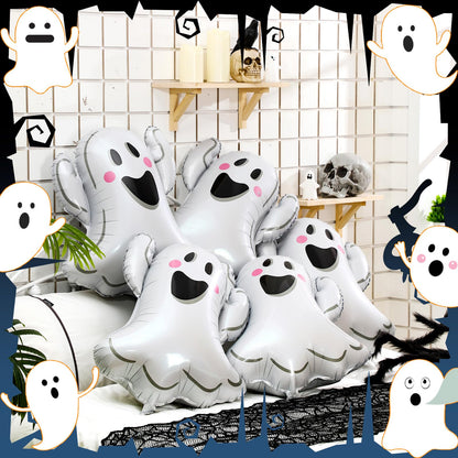 WinnerWhy 12pcs 30 Inch Halloween Ghost Balloons White Ghost Shaped Foil Balloon for Halloween Spooky Themed Birthday Baby Shower Wedding Party Decor Supplies