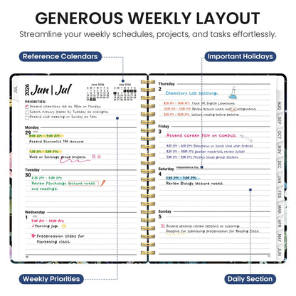 Planner 2026-2027, Academic Year Monthly and Weekly Calendar Planner, Jul 2026 - Jun 2027, Hardcover Teacher Student Planning Agenda book with Tabs, Perfect for School Office Supplies, 8.5" x 11" - Celestial
