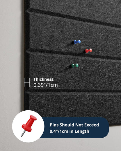 Woovio Cork Board 48"x36" Large Felt Bulletin Board with Self Adhesive, Cork Boards for Walls for Office-12 Pack Pin Board Use in Home Classroom Office Wall Decor Black