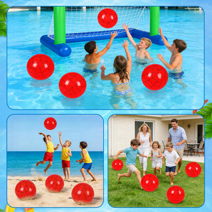 SCIONE 12 Pack 12 Inch Red and Blue Web Beach Balls for Kids, Inflatable Balls for Pool Party Decorations, Spider Theme Birthday Favors & End of Year Student Gifts