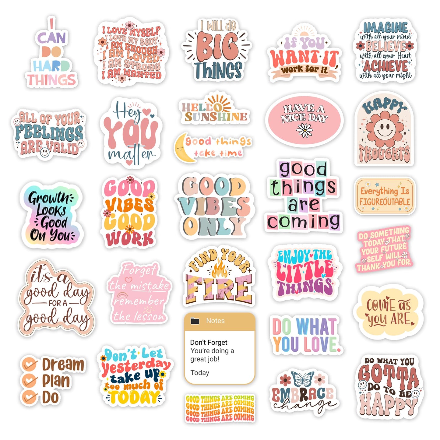 300PCS Motivational & Affirmation Stickers by Puraesla – Holographic Pack for Vision Board, Inspirational Decals for Water Bottles, Laptops, Planners, Journals, Scrapbooks & Teachers