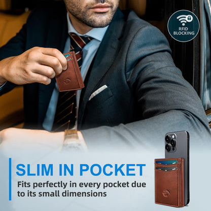 Housmai Trifold Leather Wallet for Men,with Cash Pocket 2 ID Window 14-16 Cards Magnetic Closure Slim Wallet 4.0"*3.1", RFID Blocking Front Pocket Wallet with Gift Box