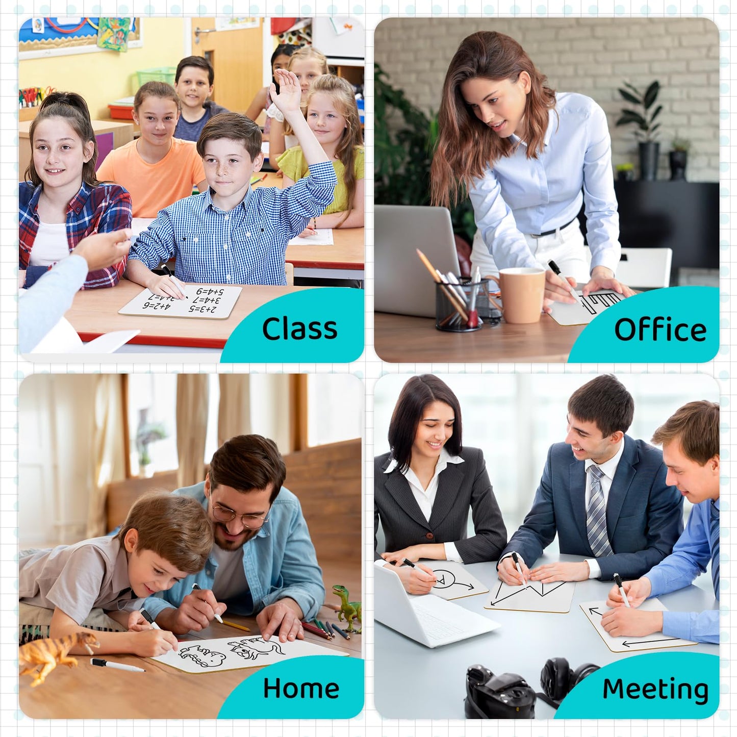 UPGREY Dry Erase Boards, Small Whiteboard 20 Pack 9"X12" Double-Sided Mini Whiteboards for Kids Lapboards with 24 Pens+24 Erasers+24 Pen Clips for Students, Teachers, Class, Office