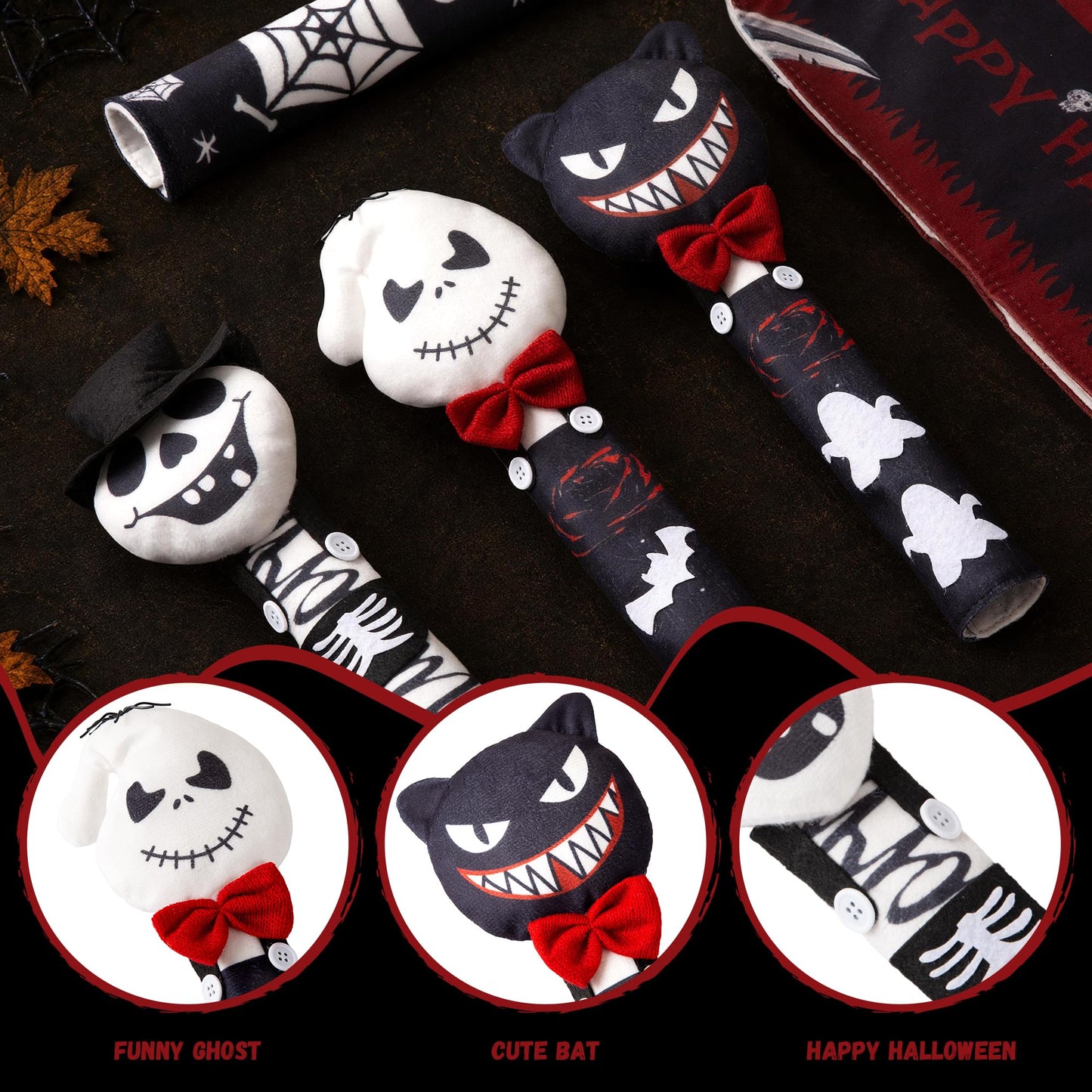 ELAMAS 5 Pack Halloween Refrigerator Handle Covers, Ghost Kitchen Appliance Handle Covers for Fridge, Microwave, Oven, Dishwasher, Halloween Indoor Kitchen Decor