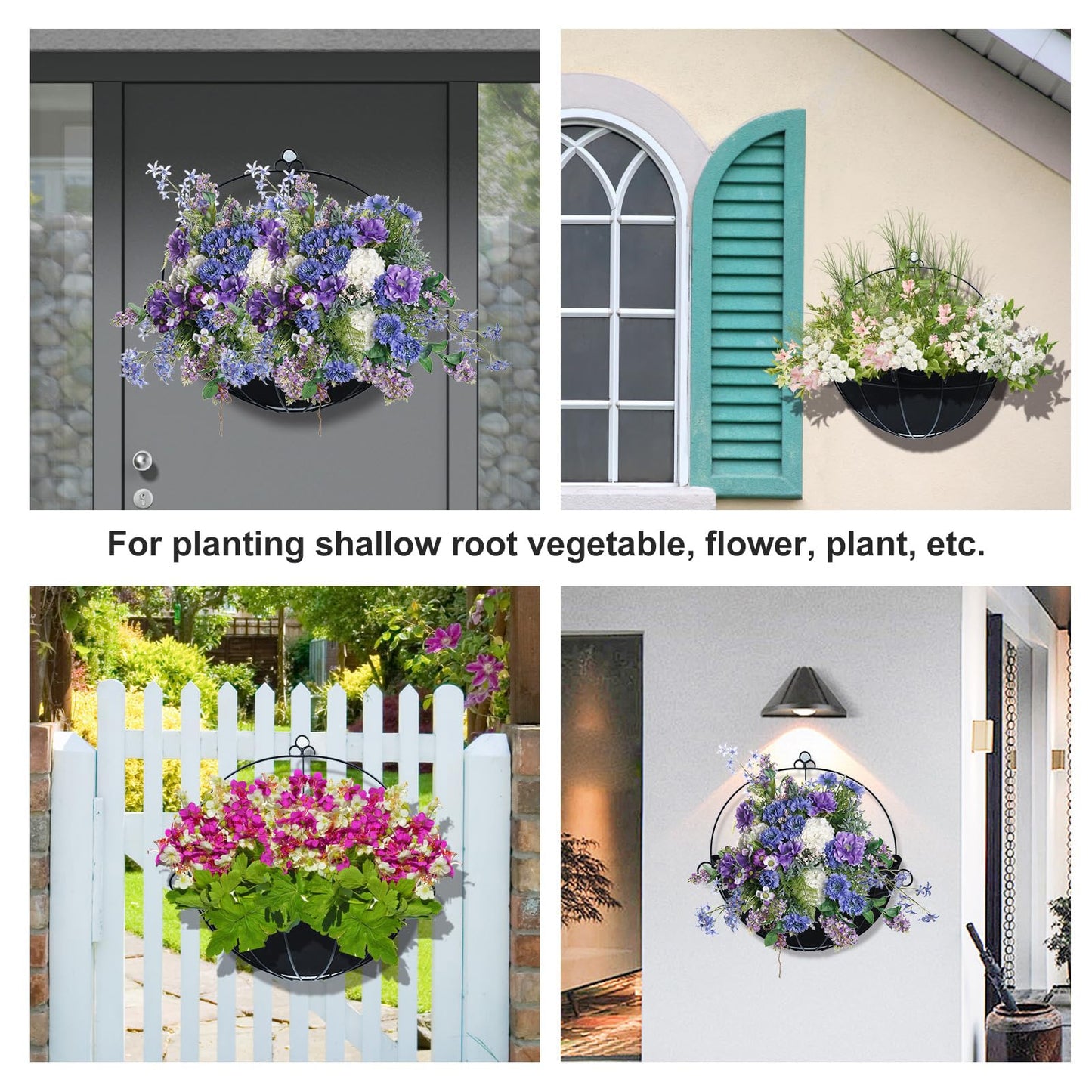 Phefop 3PCS Half Round Planter Liners, Non Woven Felt Hanging Basket Liners with Breathable Fabric, for Window Frames, Garden Planters, Wall Hanging Flower Pots (16 Inch)
