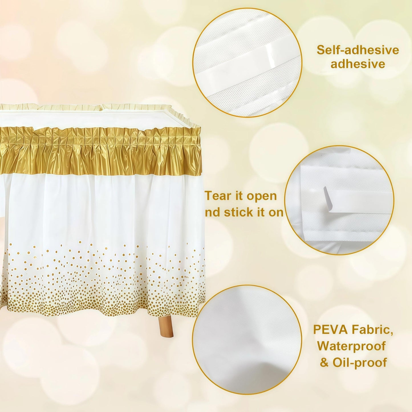 Qitvorax Disposable Table Skirts for Party, Plastic Rectangle Tables 6ft