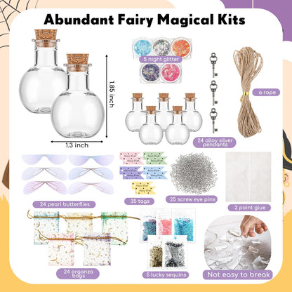 Jinei 262 Pieces Mystery Potion Craft Kit with 36 Magic Witch Potion Bottles Fairy Wing DIY Magic Fairy Bottle Set for Halloween Decorations Birthday Creative Gift Filling Supplies