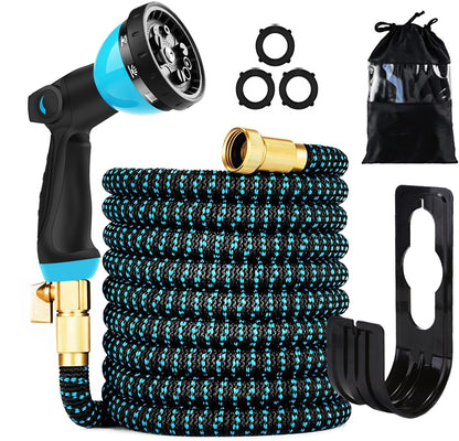 Expandable Garden Hose 75FT-Expanding Water Hose with Thumb-Controlled 10 Spray Nozzles&3750D Outer Fabric, Durable Collapsible Latex Core, Ultra Lightweight & Flexible