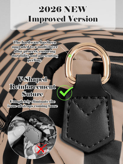 Black and White Checkered Crossbody Bum Bag for Women,Spacious Checkered Purse Fanny Packs Belt Bag Sling Bag with Shoulder Strap (khaki Checkered)
