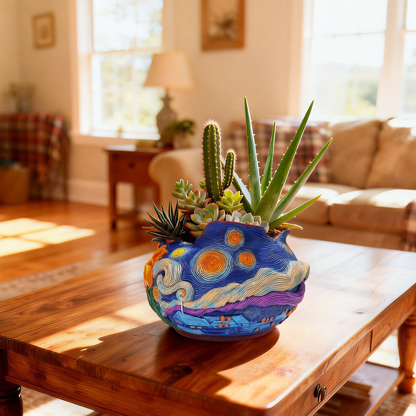 ArtCachet Flower Starry Sky Plant Pots-Cute Unique Flower Pots with Drainage Hole, Resin Planters for Indoor Outdoor Succulent Planter, Plant Gifts for Mother's Day, Birthday, Christmas