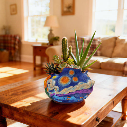 ArtCachet Flower Starry Sky Plant Pots-Cute Unique Flower Pots with Drainage Hole, Resin Planters for Indoor Outdoor Succulent Planter, Plant Gifts for Mother's Day, Birthday, Christmas
