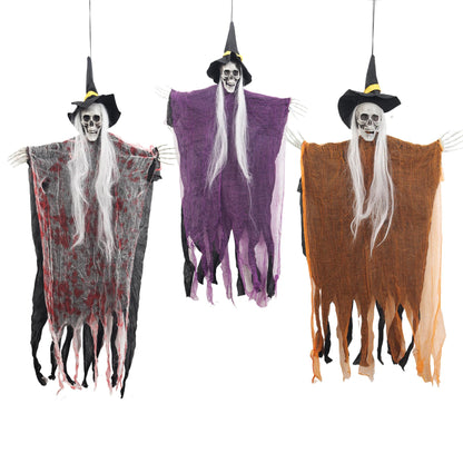 3 PCS Halloween Hanging Skeleton Decorations,35" Scary Halloween Skull Skeletons Outdoor for Yard,Haunted House,Home or Ceiling Ghost Hanging Decor