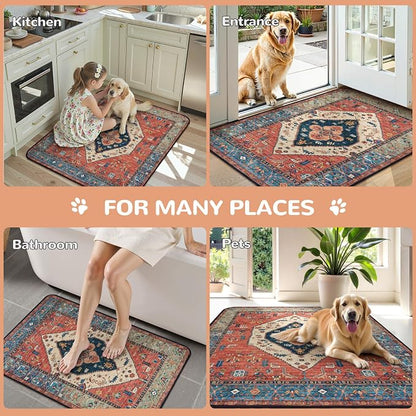 Lahome Extra-Large Washable Dog Pee Pads (72"x72") - Super Absorbent & Waterproof - Leakproof Reusable Mat for Playpens, Beds & Whelping, Convenient Cleanup,Red
