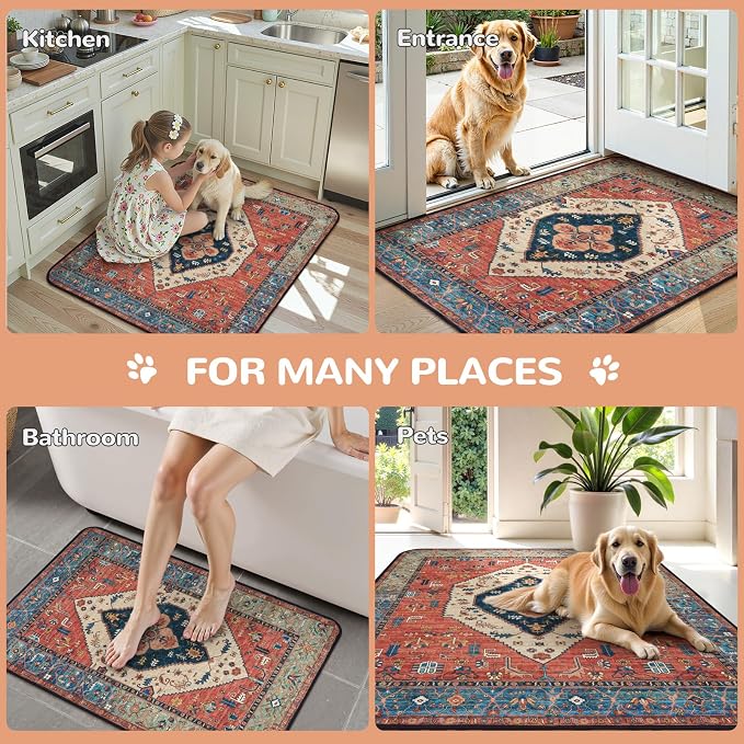Lahome Reusable Washable Puppy Pads - 2 Pack Super Absorbent & Waterproof Dog Training Mats for Potty, Crate and Floor - Leakproof Pee Pads with Non-Slip Backing (Red, 36"x48")