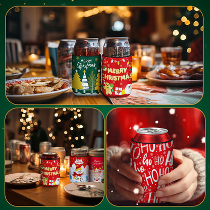 SEPGLITTER 18 Pcs Christmas Can Cooler Sleeves Xmas Beer Drink Cover