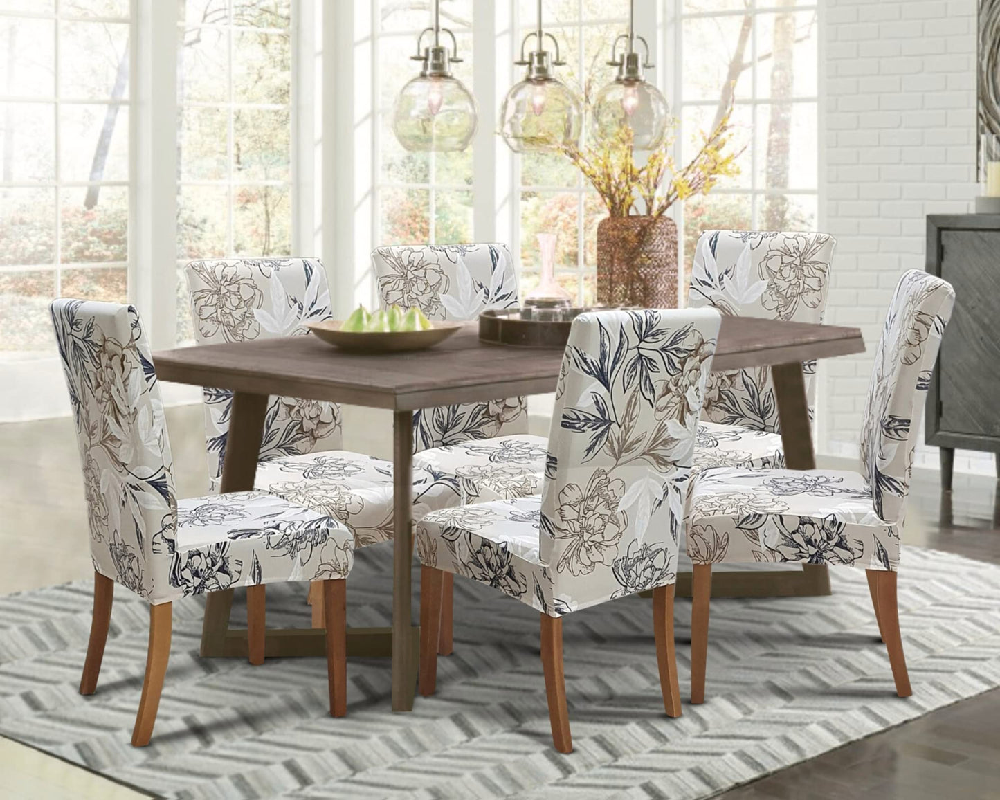 SPRINGRICO Chair Covers for Dining Room Set of 4, Stretch Dining Chair Cover, Washable Spandex Kitchen Parsons Chair Slipcovers, Removable Seat Protector for Home or Party (4 Pack, Floral Beige)