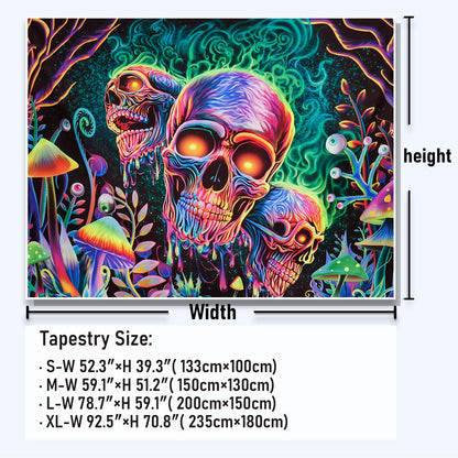 Amonercvita Blacklight Skull Tapestry Trippy Skeleton Wall Tapestries UV Reactive Neon Plants Trees Tapestries Aesthetic Galaxy Space Tapestry Wall Hanging for Bedroom Decor(W59.1×H78.7 inches)
