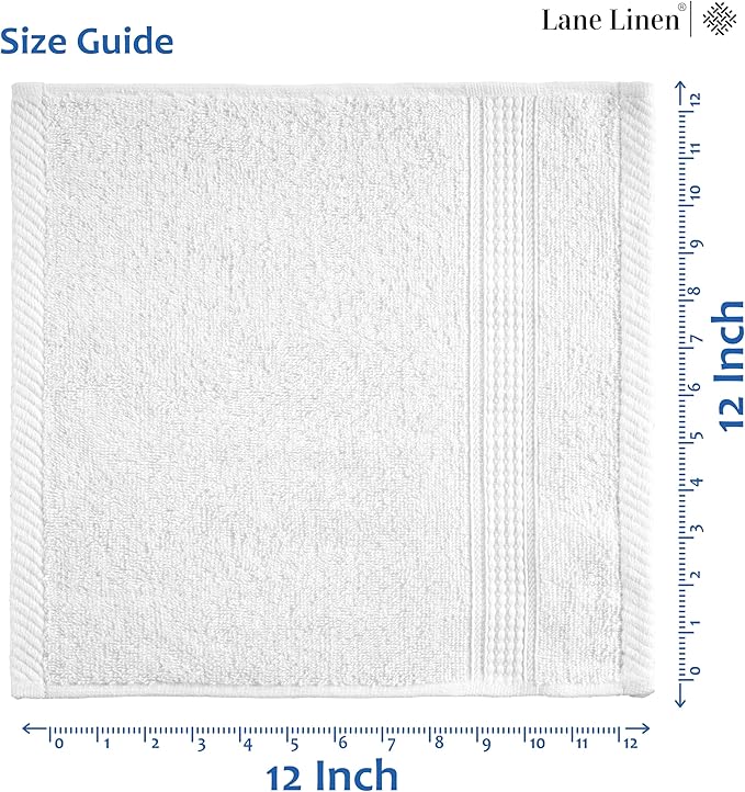 LANE LINEN 6 PC Wash Cloths Bathroom Set -100% Cotton Highly Absorbent