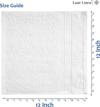 LANE LINEN 6 PC Wash Cloths Bathroom Set -100% Cotton Highly Absorbent