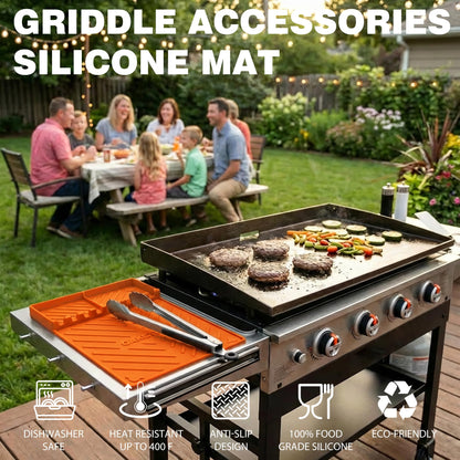 CAKETIME Silicone Grill Mats for Blackstone Griddle Accessories Baking Cooking Kitchen BBQ Must Haves Countertop Weber Traeger Stove Outdoor Camping Lawn Orange Father Dad Chef Men Gifts