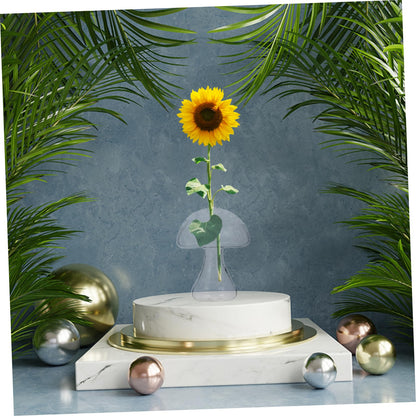 Cabilock Creative Transparent Glass Mushroom Vase for Hydroponics Plant Container Flat Mouth Design Office Living Room Decor Cute Plant Pot for Desktop Terrarium