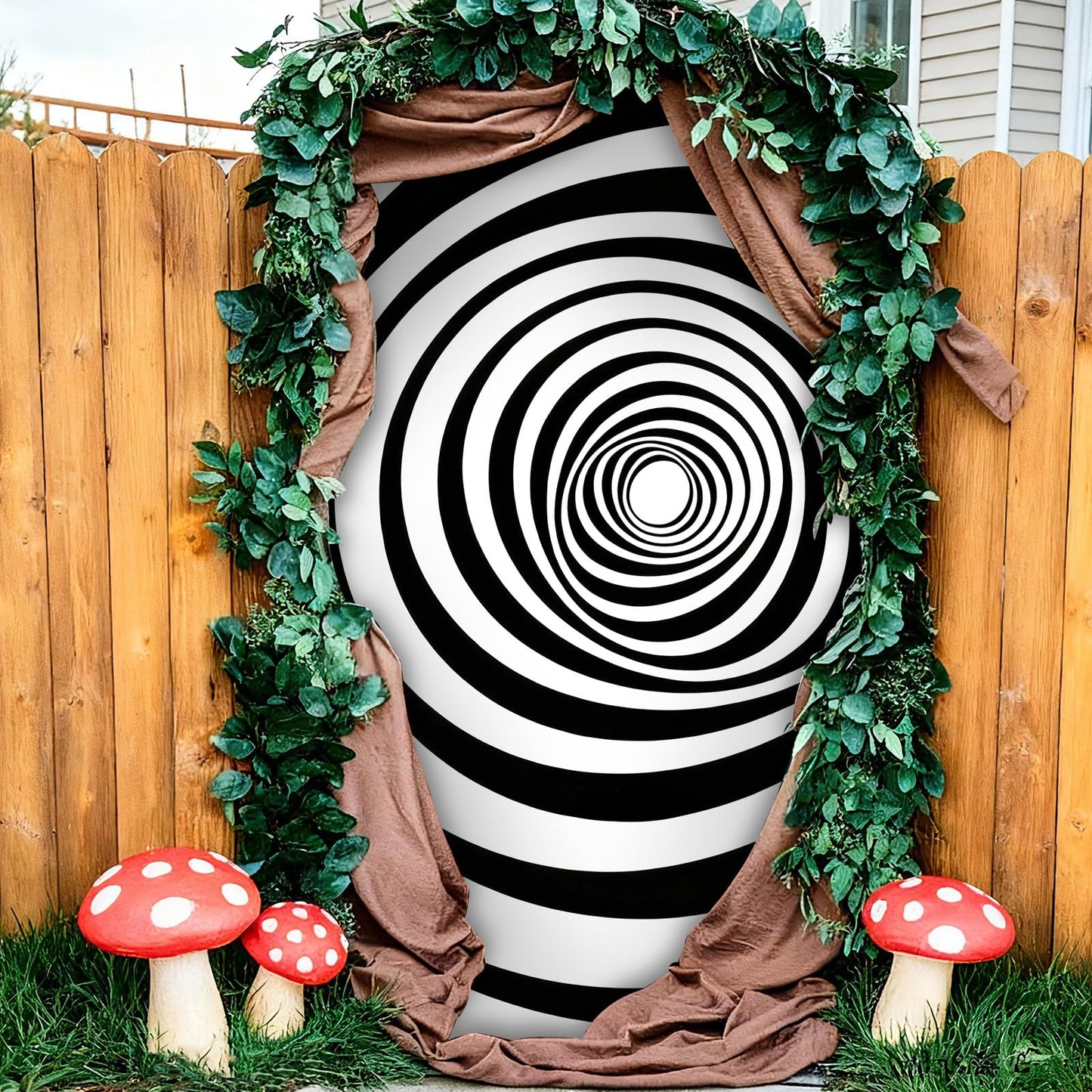 Preboun 6 x 5 ft Wonderland Party Decorations Wonderland Photo Backdrop Fairy Swirl Background for Birthday Baby Shower Tea Party Photo Props(Black, White)