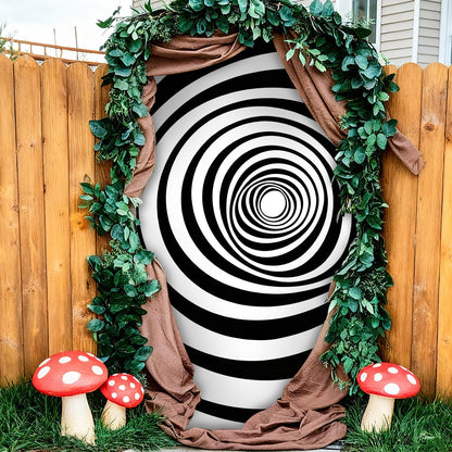 Preboun 6 x 5 ft Wonderland Party Decorations Wonderland Photo Backdrop Fairy Swirl Background for Birthday Baby Shower Tea Party Photo Props(Black, White)