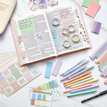 98 Pcs Bible Study Supplies, Bible Journaling Kit for Women, Aesthetic Study Kit with Pencil Case Book Annotation Aesthetic Highlighters Notes Gel Pens for Office Christian Gifts Christmas(Purple)