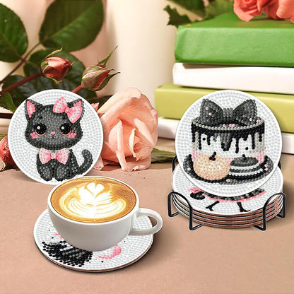 Yijingtop 8 Pcs Halloween Diamond Art Coasters,Cute Pink Gothic Diamond Painting Coasters,Small Diamond Art Kits for Adults,Crystal Gem Art Kits for Home Wall Decor