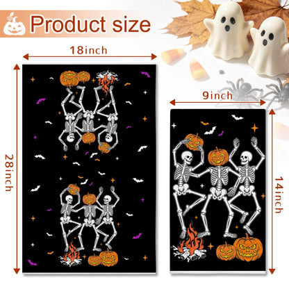 Hexagram Halloween Kitchen Towels, Skeleton Decor, Halloween Hand Towels