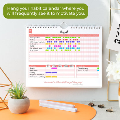 Clever Fox Habit Tracker Calendar – Inspirational Goal Tracker and Habit Calendar for Atomic Habits – Colorful Habit & Goal Planner Journal to Boost Productivity – 24 Months, 10″ x 8″ (Obsidian Green)
