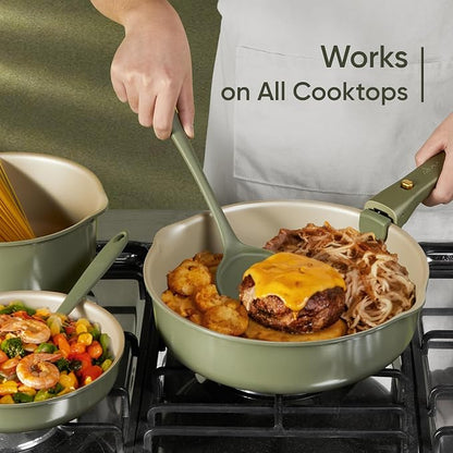 CAROTE 19 Pcs Pots and Pans Set, Nonstick Cookware Sets with Detachable Handle, Oven Safe, Cookware Non Stick Cooking Set w/Frying Pans & Saucepans Green(PFOS, PFOA Free)