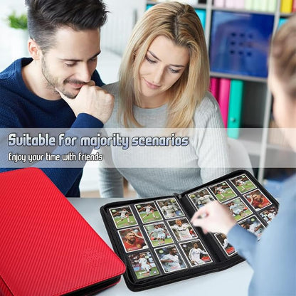 Trading Card Binder, Premium 9 Pocket Double Sided 540 Pocket PU Card Collection Binder, Collectible Trading Card Albums for MTG, TCG, Sport Card, Game Cards (Red 1)