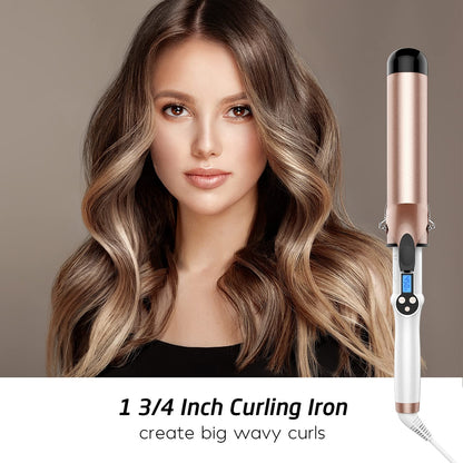 Hoson 1 Inch Curling Iron Professional Ceramic Tourmaline Coating Barrel Hair Curler, LCD Dispaly with 9 Heat Setting(225°F to 450°F for All Hair Types, Glove Include)