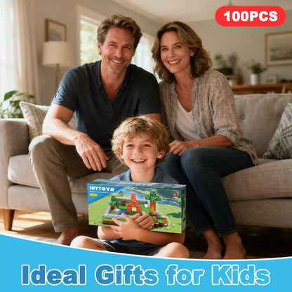 HitToys Magnetic Blocks 100PCS Building Blocks for Kids, Magnetic Tiles Build Set, Magnetic Cubes Toys Games Christmas Birthday Gifts for Boys Girls Ages 4 5 6 7 8 9