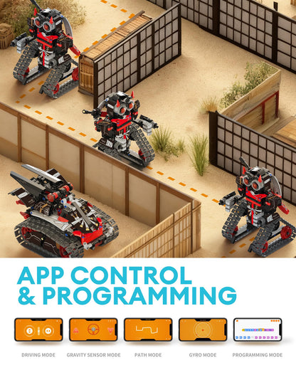 Opmind 5 in 1 STEM RC Robot Building Kit, APP & Remote Control Samurai/Ninja Blocks 443 Pcs, Erector Set RC Toy for Kids, DIY Build Science Educational Gift for Age 6 7 8 9 10 11 12+ Boys & Girls