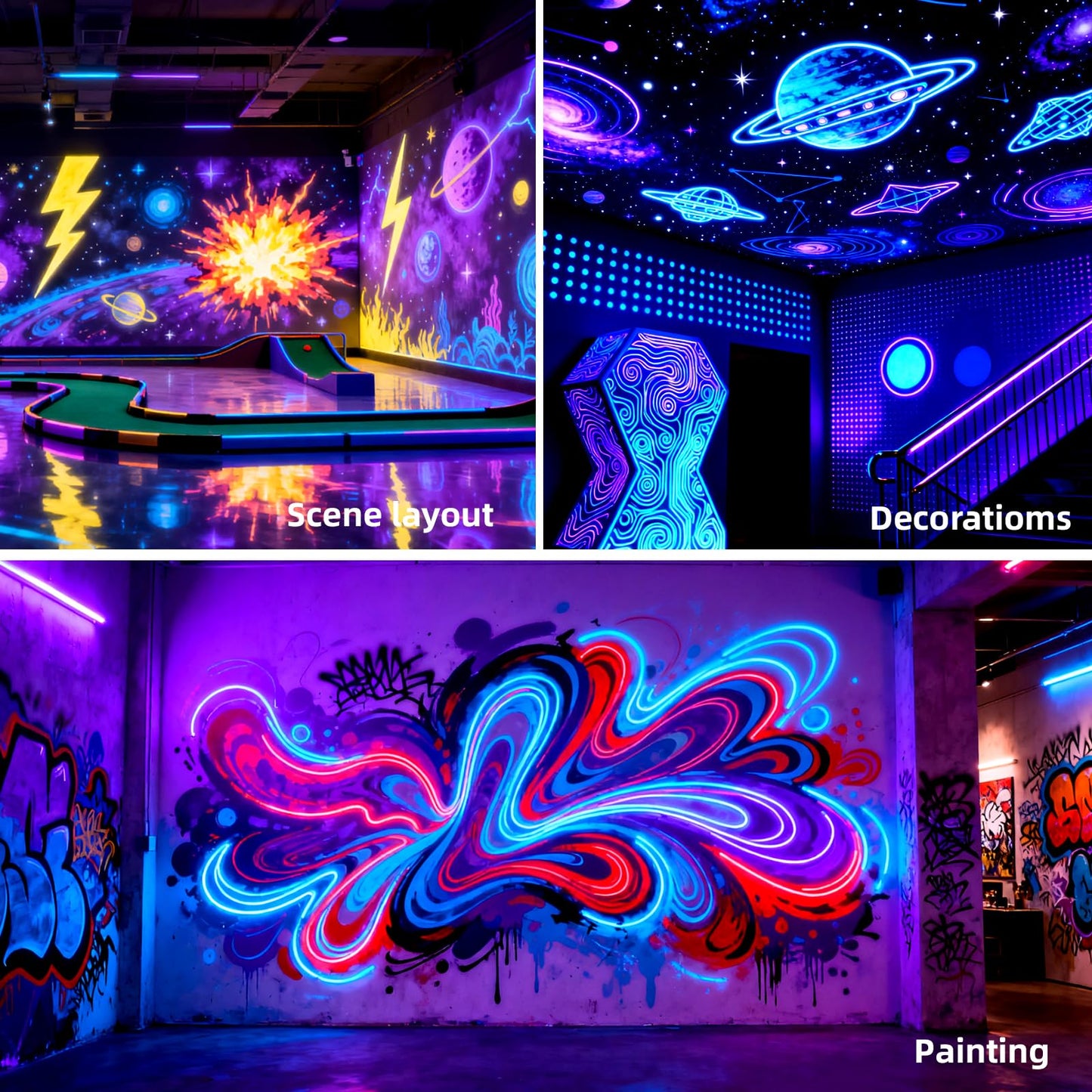 4 Pack 100W LED Black Lights, Blacklight Flood Light with Plug and Switch, IP66 Waterproof Blacklight for Halloween Party, Glow in The Dark, Stage Light, Body Paint, Neon Glow