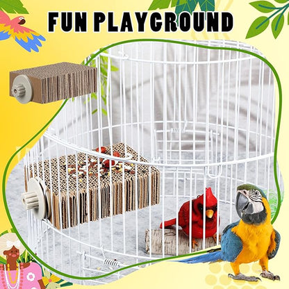 Skyygemm 3 Pcs Bird Chew Toys Parrot Perch Cardboard Platform for Cage Bird Paw Grinding Stand Parrot Cage Playground Exercise Toys for Macaws Small Parakeets Budgies Conure Cockatiel (Small)
