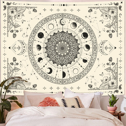 Lunerfex Mandala Moon Tapestry Boho Tapestry for Bedroom Black and White Tapestries Wall Hanging Living Room Wall Art and Home Decor 70x90
