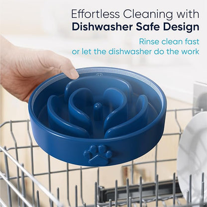 Slow Feeder Dog Bowls – 1.5-Cup Ceramic Dog Bowl Slow Feeder – Microwaveable Dog Slow Feeder for Small and Medium Dogs – Lead and BPA-Free Ceramic Pet Bowl – Pet Feeder for Fast Eaters
