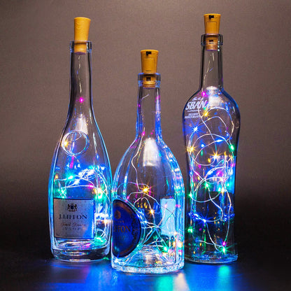 SmilingTown Wine Bottle Lights with Cork 15Pack 10 LED 40 Inches Battery Operated Silver Wire Liquor Fairy Mini String Lights for Party Christmas Halloween Wedding Decoration