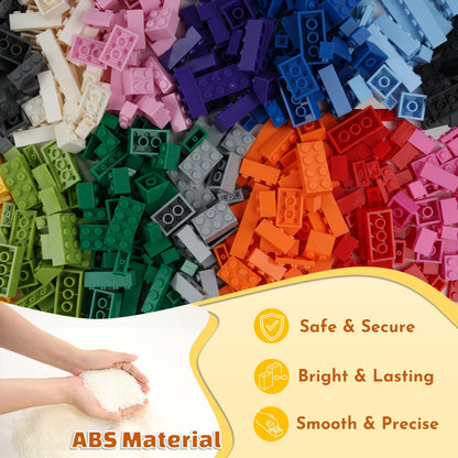 PUZSNAP 1000 PCS Building Blocks Set, Multicolor Construction Bulk Bricks, Creative Learning Toys for Kids, Gift for Birthday and Holiday, 16 Colors